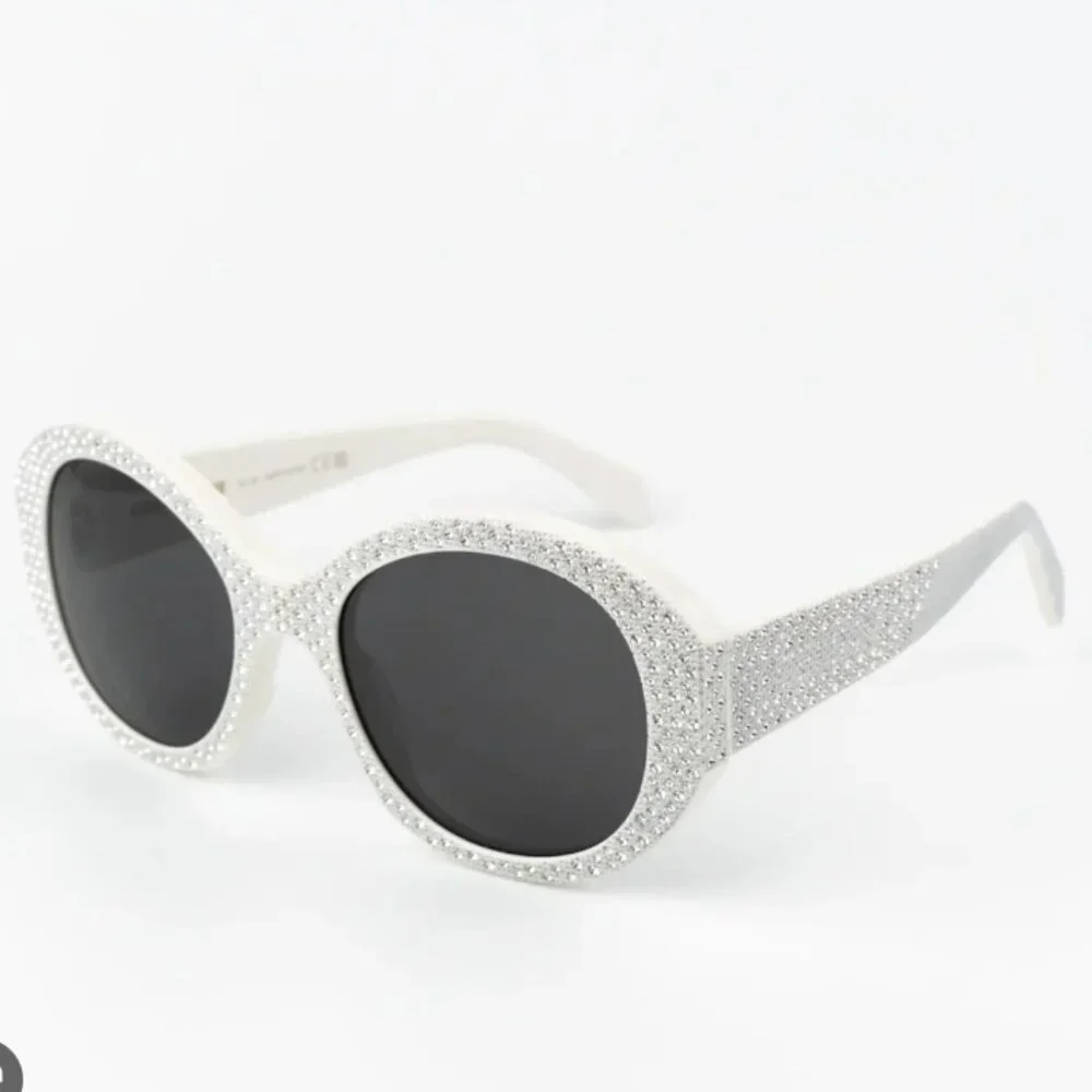 NEW CELINE WOMEN SUNGLASSES, WHITE WITH STONE EYEWEAR CELINE - Picture 1 of 4